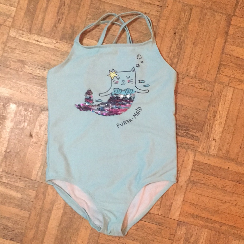 Used/One piece bikini girls size 6X sequins